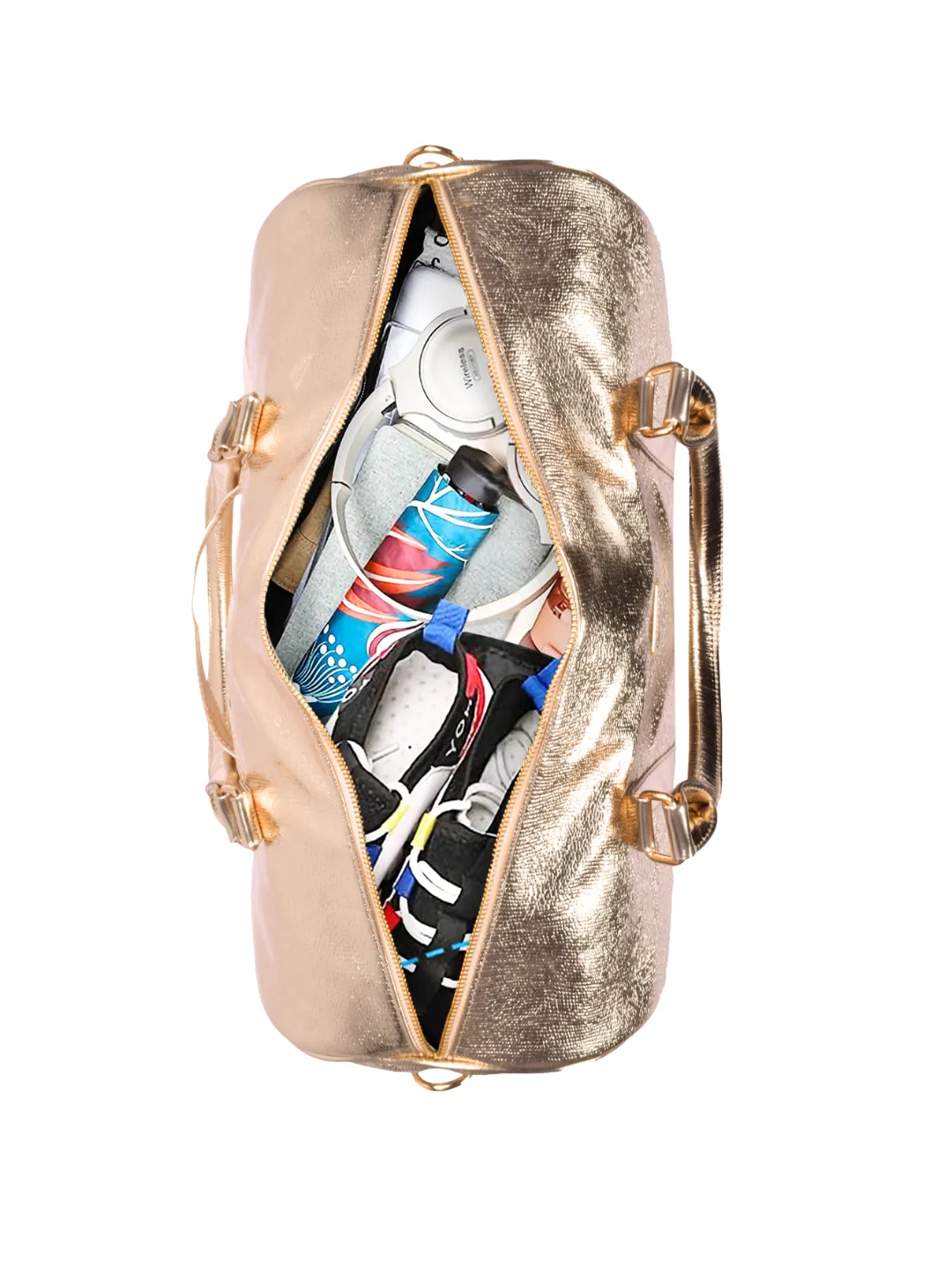 Glittery Gold Cabin Bag with Toiletry Kit - Carry on Luggage