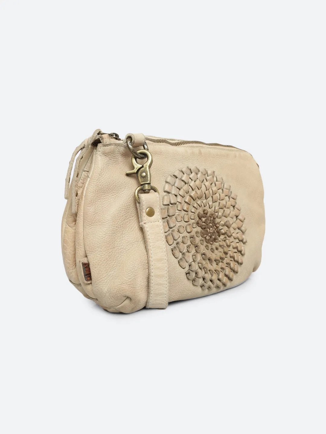 Glory: Cream Crossbody Sling Bag With Ombre 3D Flower