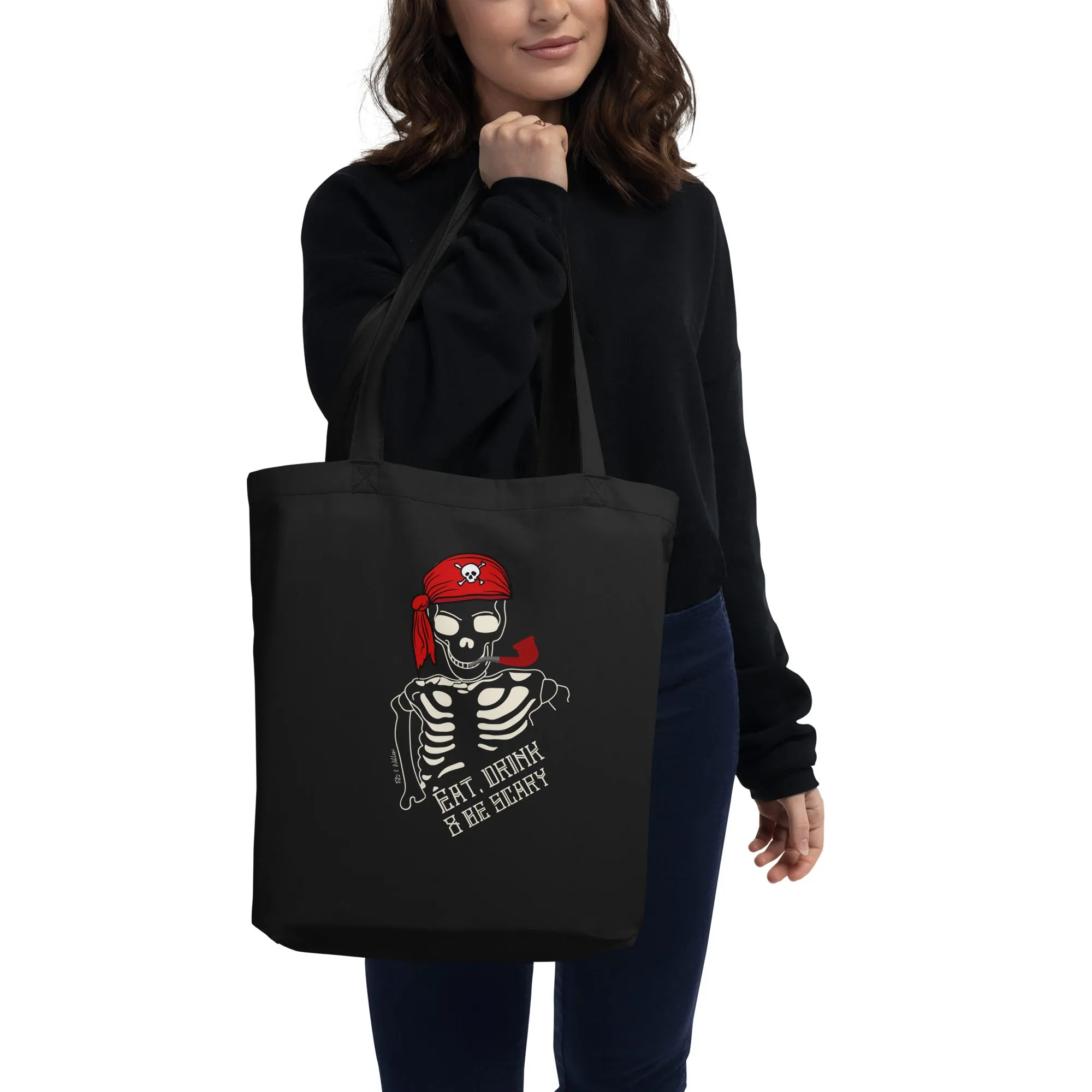 Halloween Skull Tote: Eat, Drink & Be Scary Vegan Bag