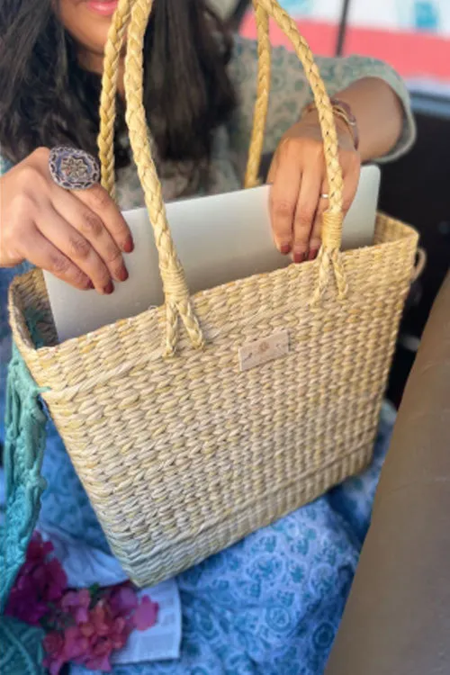 Handcrafted Box Bag With Macrame Closure