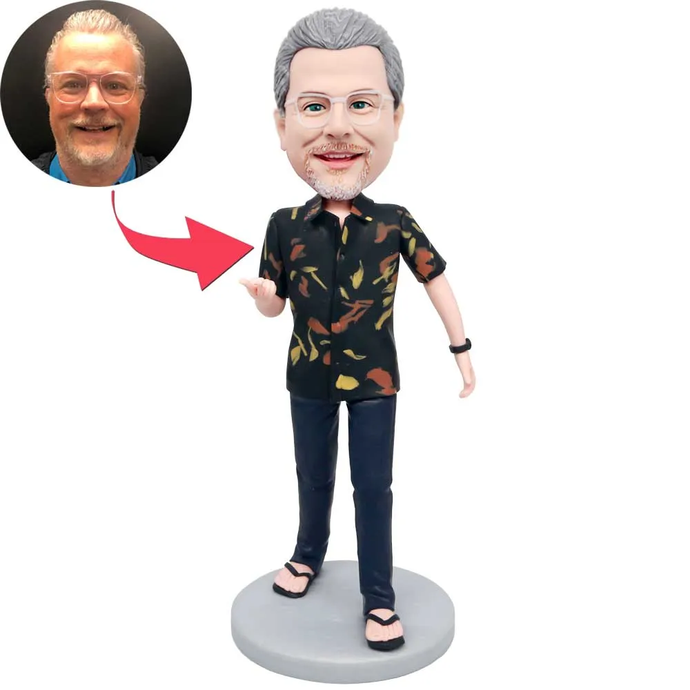 Happy Casual Male In Stylish Shirt Custom Figure Bobbleheads