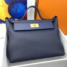 HM 24/24 Evercolor Swift Navy Blue For Women, Handbags, Shoulder Bag 11.4in/29cm