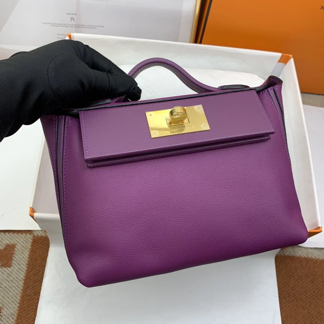 HM 24/24 Mini Evercolor Swift Purple For Women, Women’s Handbags, Shoulder Bag 8.2in/21cm