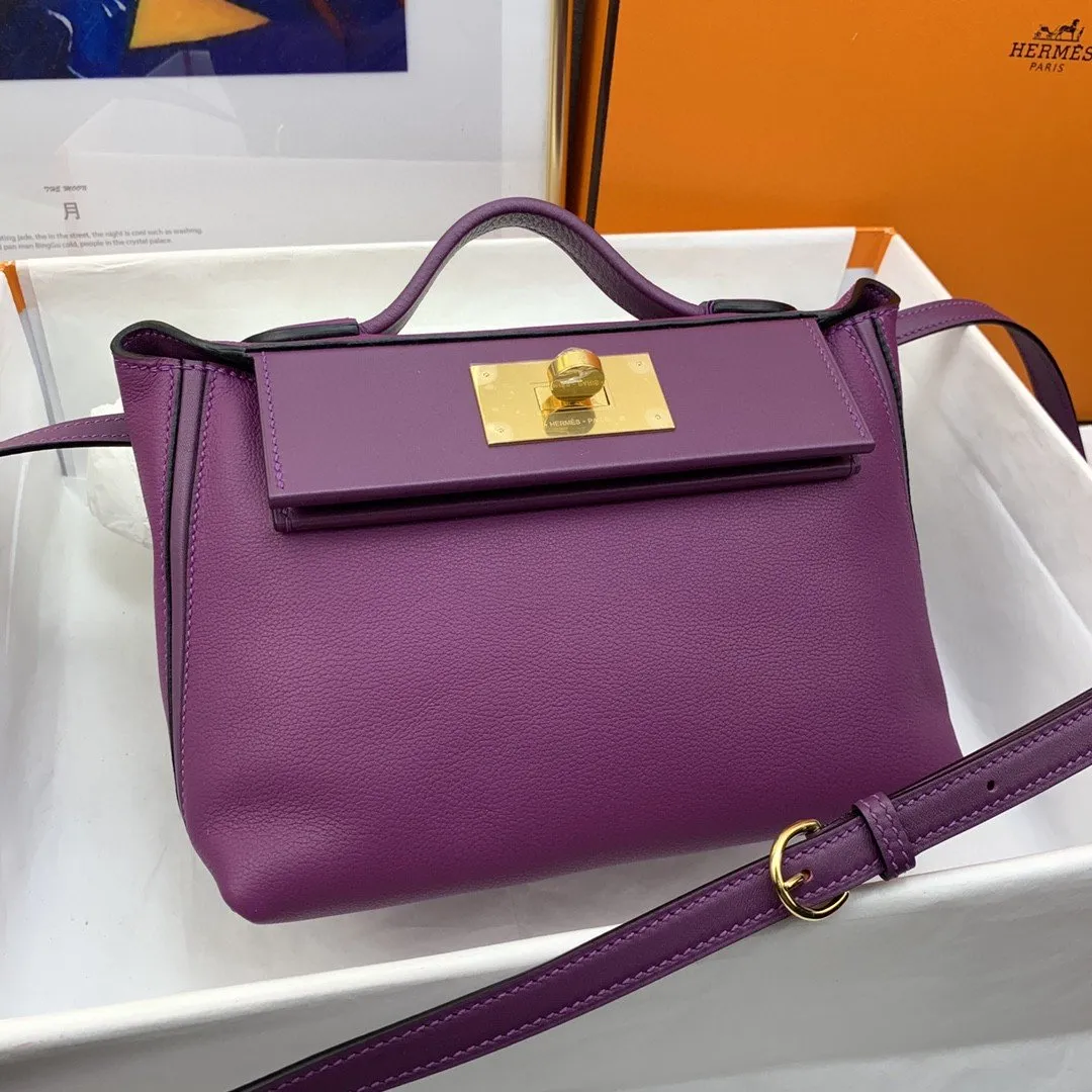 HM 24/24 Mini Evercolor Swift Purple For Women, Women’s Handbags, Shoulder Bag 8.2in/21cm