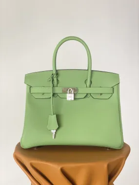 HM Birkin Nata Swift Green For Women Silver Toned Hardware 10in/25cm