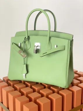 HM Birkin Nata Swift Green For Women Silver Toned Hardware 11.8in/30cm