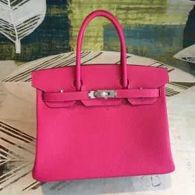 HM Birkin Pink For Women Silver Toned Hardware 11.8in/30cm