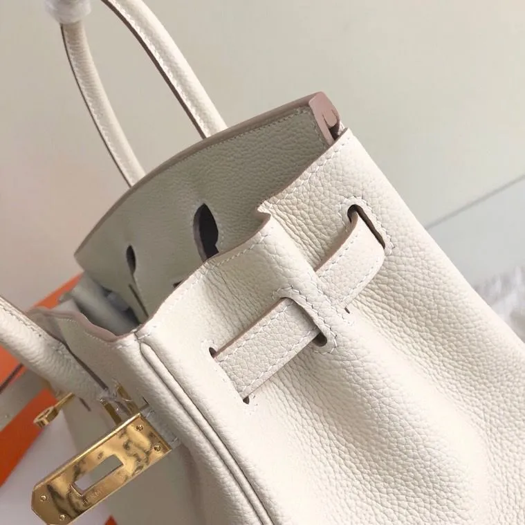 HM Birkin White For Women Silver Toned Hardware 13.8in/35cm