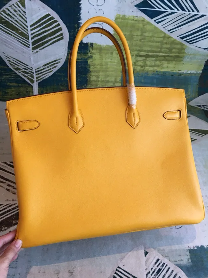 HM Birkin Yellow For Women Gold Toned Hardware 11.8in/30cm