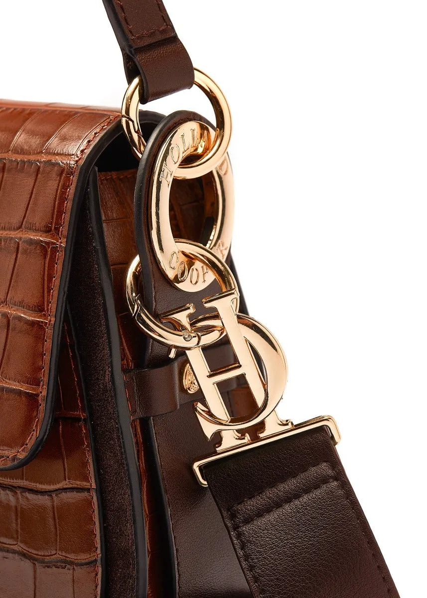 Holland Cooper Chelsea Saddle Bag in Tan Croc