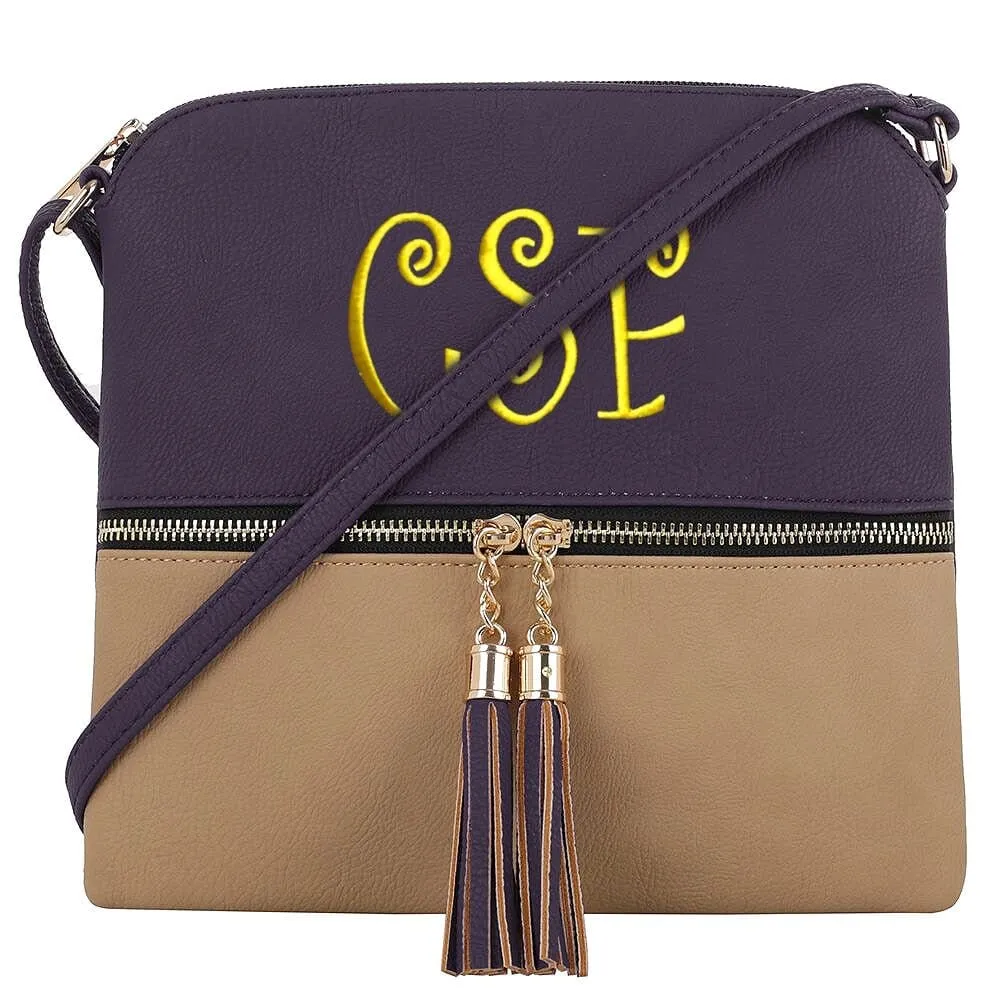 HY2038E Monogrammable Fashion Crossbody Bag With Tassel