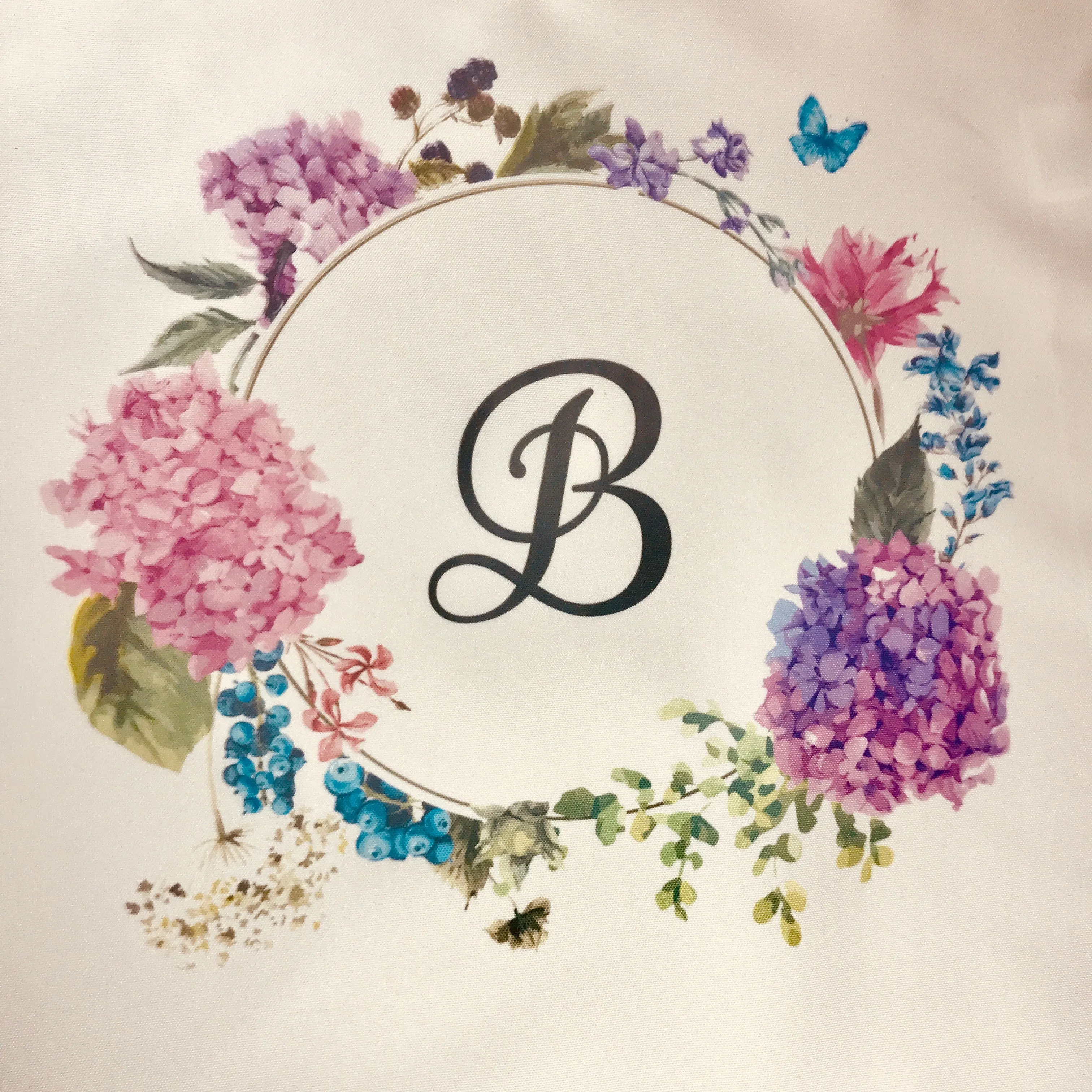 Initial Floral Wreath Tote Bag