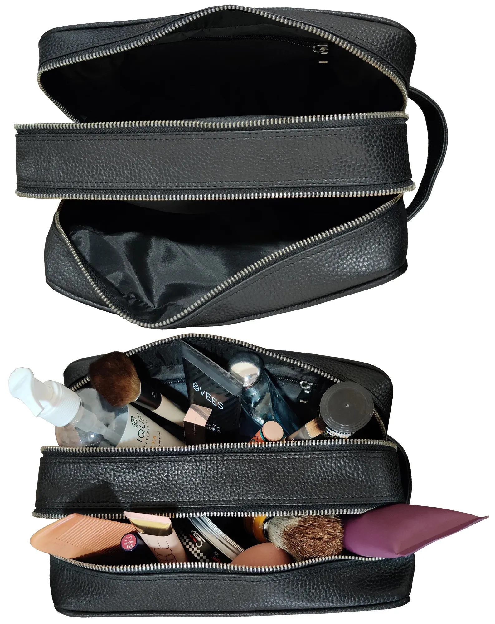 Johnny Leather Travel Toiletry Bag (Black)