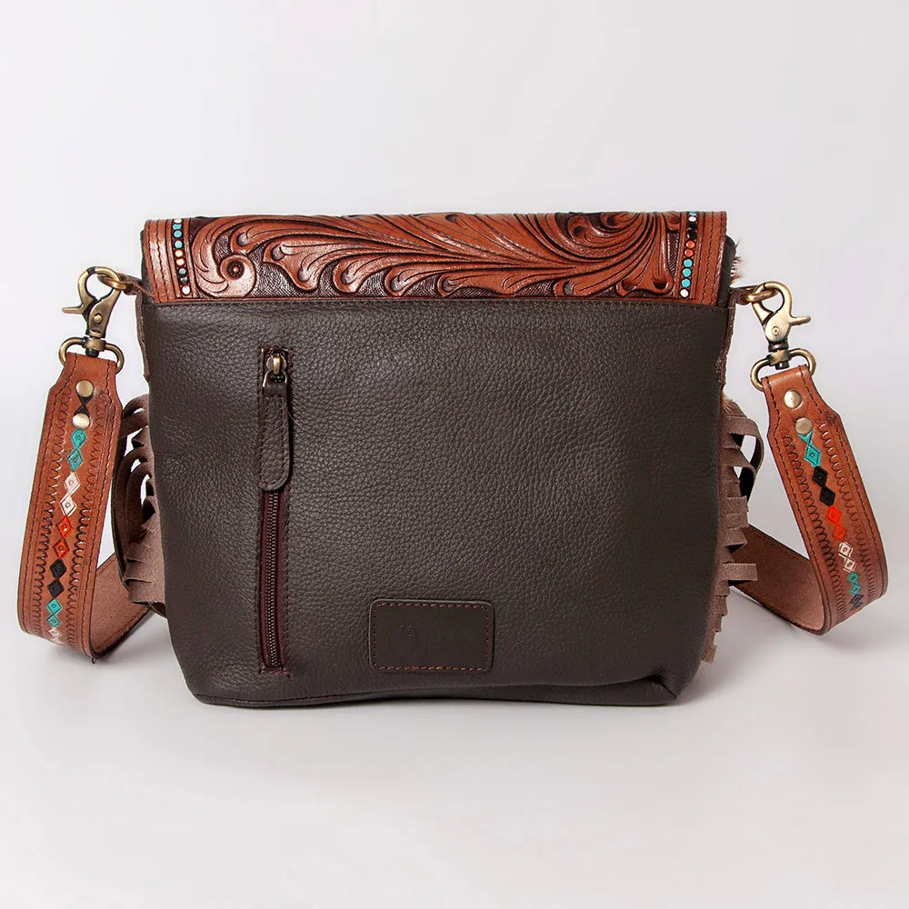 KBK104 - KBK104 -CROSS BODY Hand Tooled Saddle Leather with Cowhide Leather Ladies Bag KBK104 - KBK1