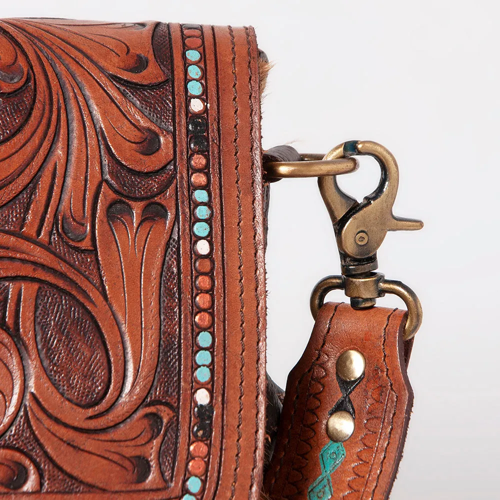 KBK104 - KBK104 -CROSS BODY Hand Tooled Saddle Leather with Cowhide Leather Ladies Bag KBK104 - KBK1