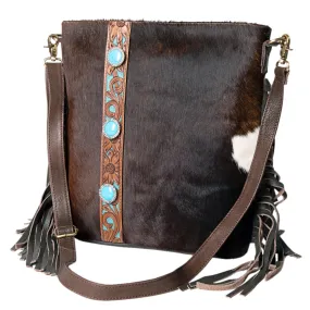 KBK106 - KBK106 -CROSS BODY Hand Tooled Saddle Leather with Cowhide Leather Ladies Bag KBK106 - KBK1