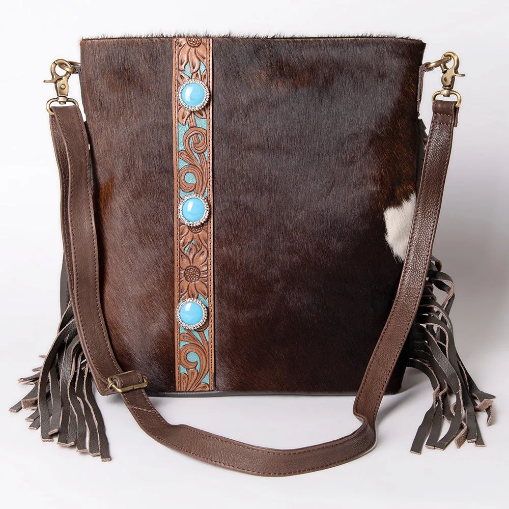 KBK106 - KBK106 -CROSS BODY Hand Tooled Saddle Leather with Cowhide Leather Ladies Bag KBK106 - KBK1