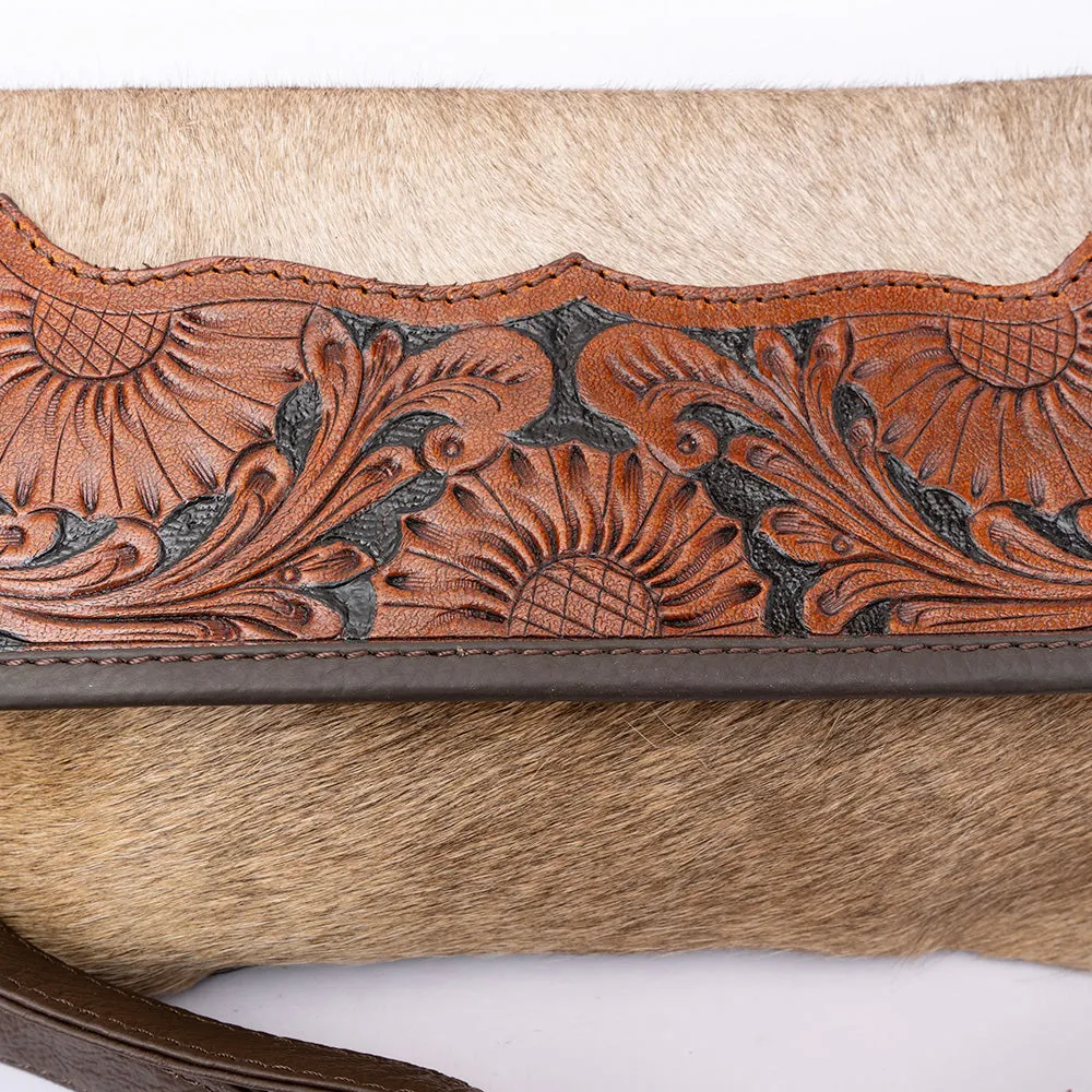 KBK112 - KBK112 -Hand Tooled Saddle Leather with Cowhide Leather Ladies Bag KBK112 - KBK112