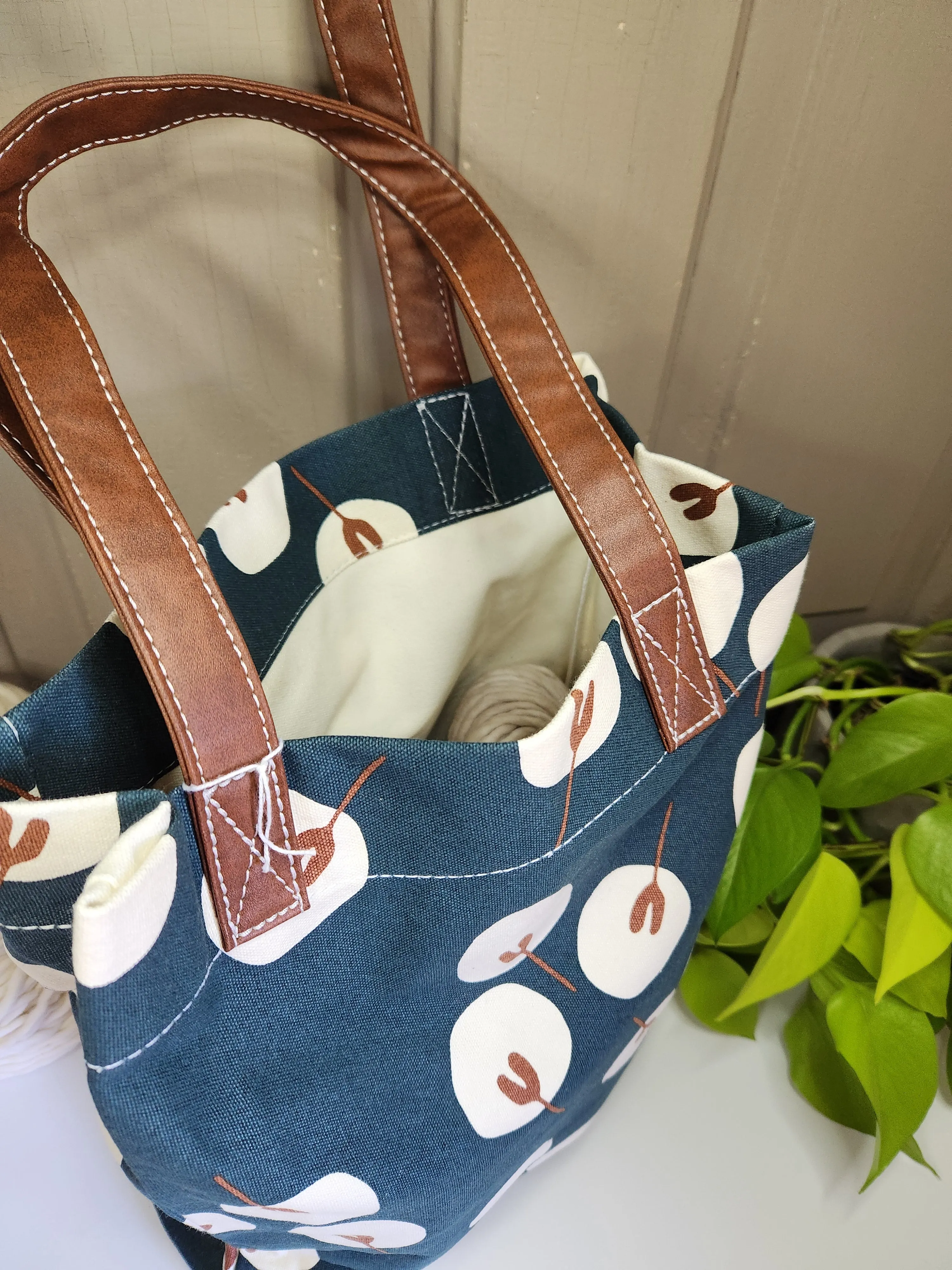 Knitting Project Bag, Market Tote, Tansy