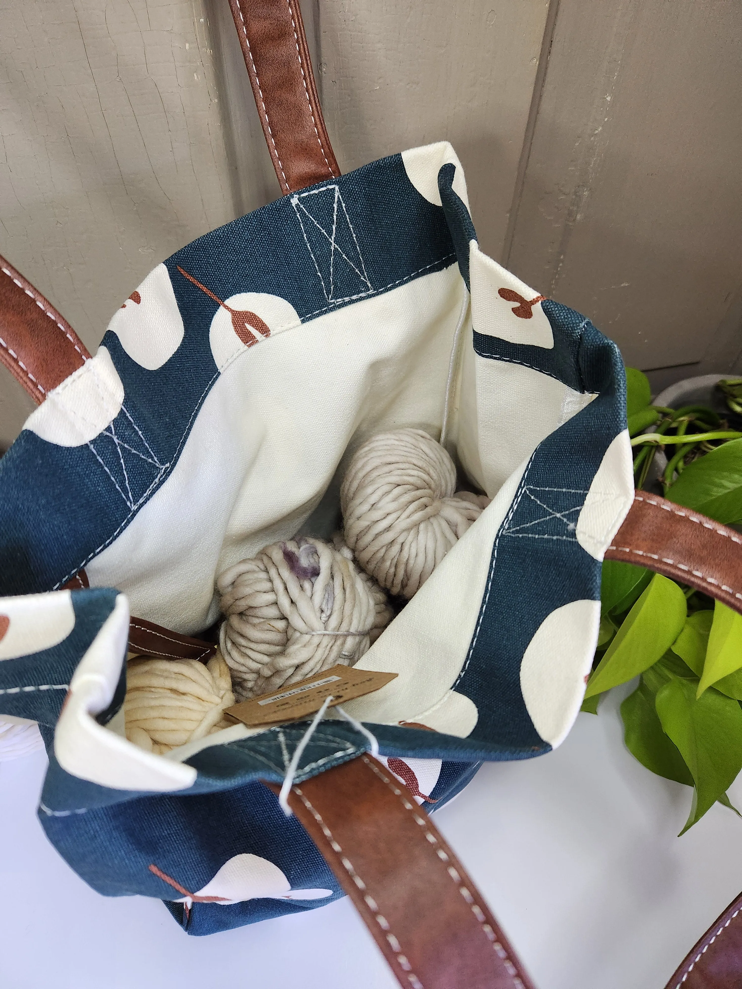 Knitting Project Bag, Market Tote, Tansy