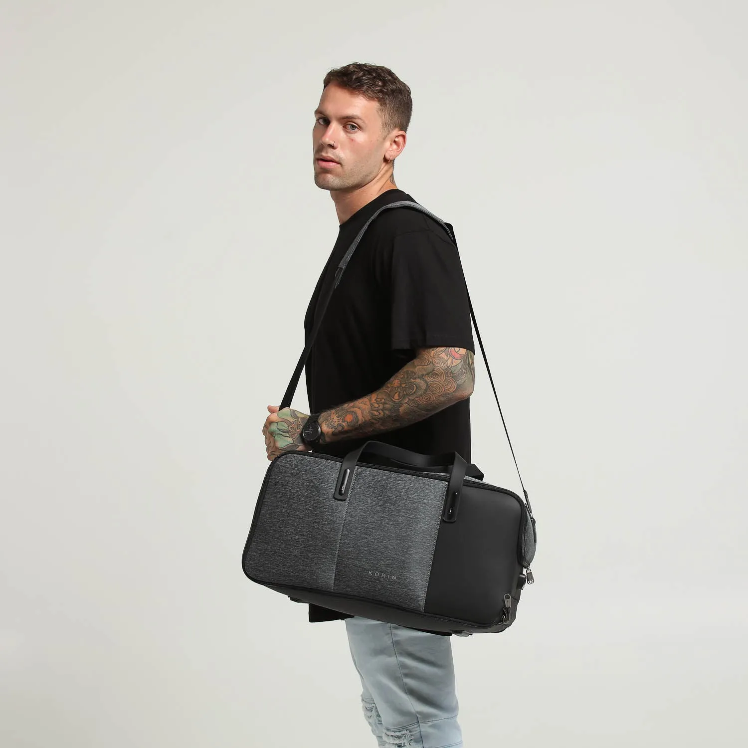 Korin Flexpack Go Duffle Bag Charcoal/Black