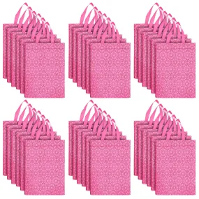 Kuber Industries Paper, Plastic Non Woven Gift Bag Tote/Carry Bags With Handles Party Favor Pack of 50- Flower(Pink) (F_26_KUBBMART016974)