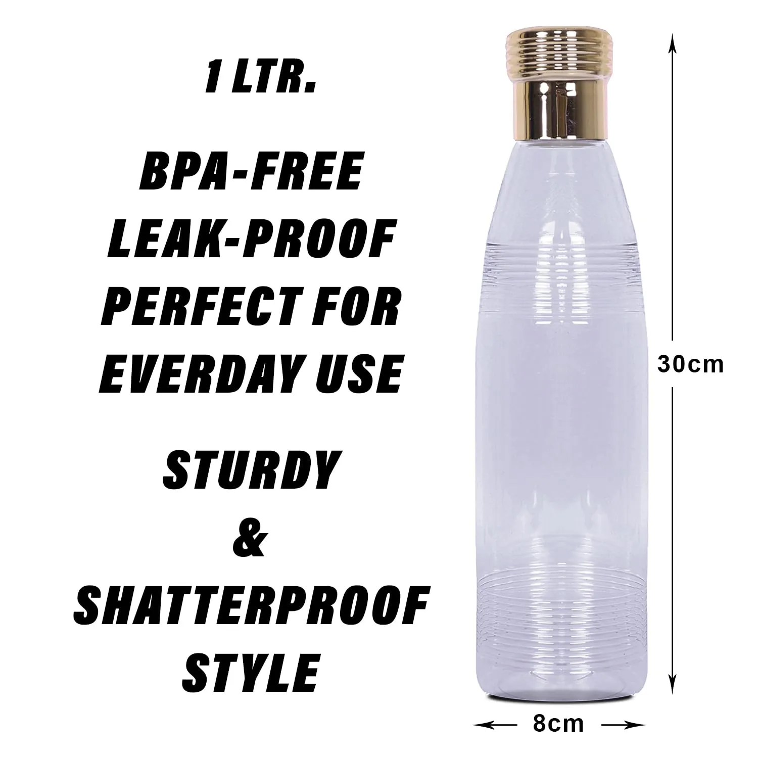 Kuber Industries Water Bottle | Plastic Water Bottles | Refrigerator Water Bottles | Fridge Water Bottles | Drinking Water Bottle | 1 LTR Water Bottle | Set of 6 | Transparent