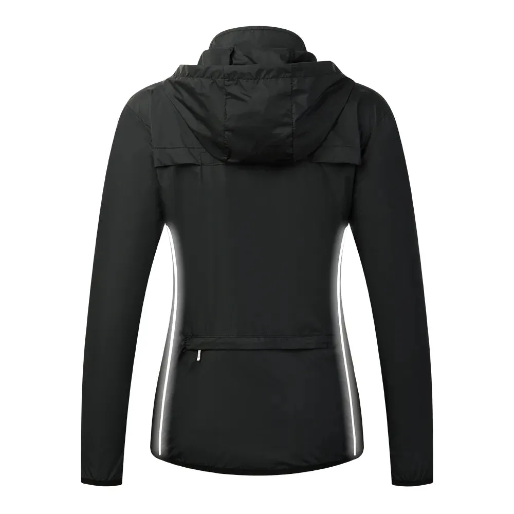 Ladies Windproof Cycling Jackets Hooded Riding Waterproof Cycle Clothing Bike Long Sleeve Jerseys Reflective Wind Coat