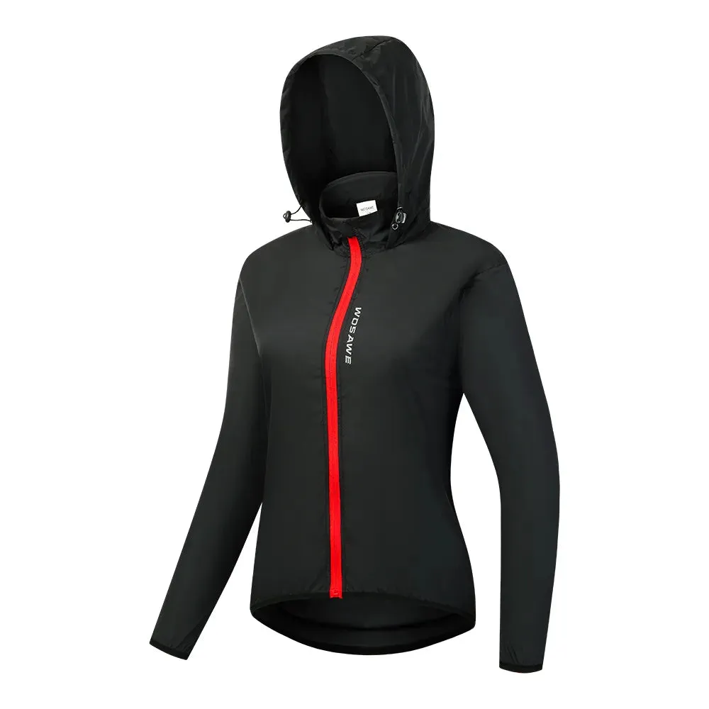 Ladies Windproof Cycling Jackets Hooded Riding Waterproof Cycle Clothing Bike Long Sleeve Jerseys Reflective Wind Coat