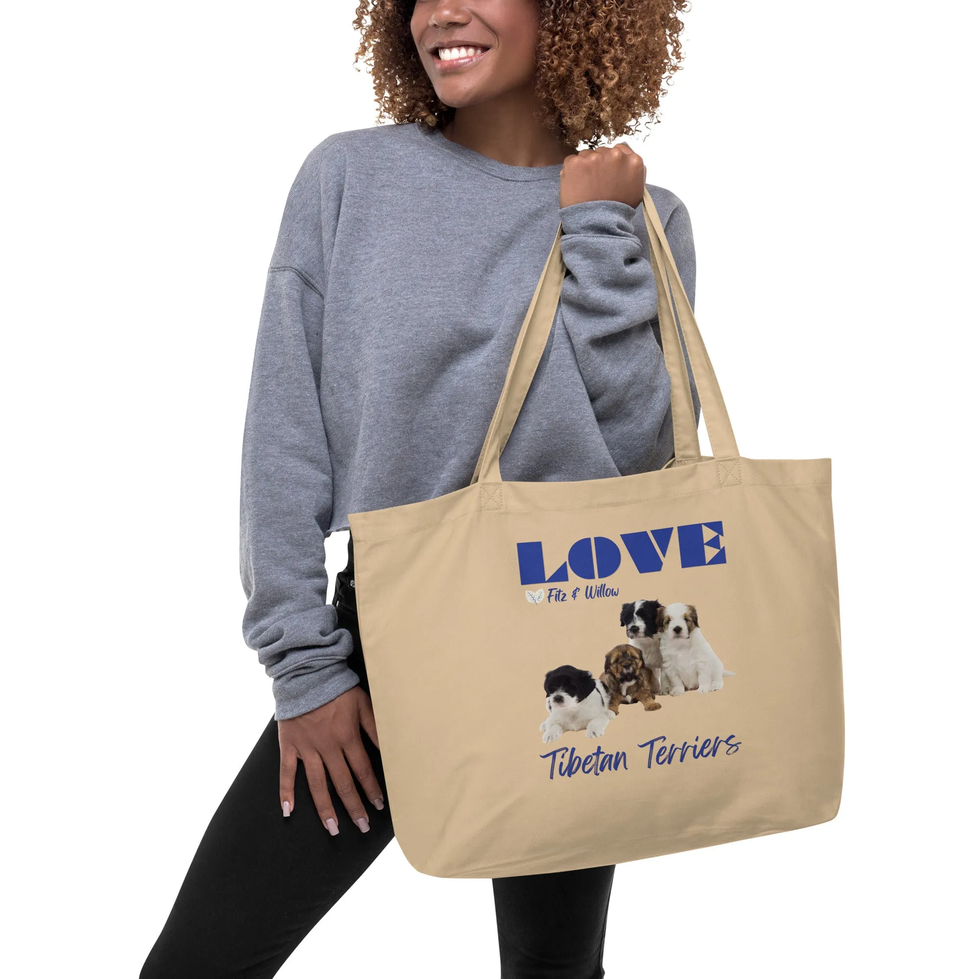 Large organic tote bag, Tibetan Terriers