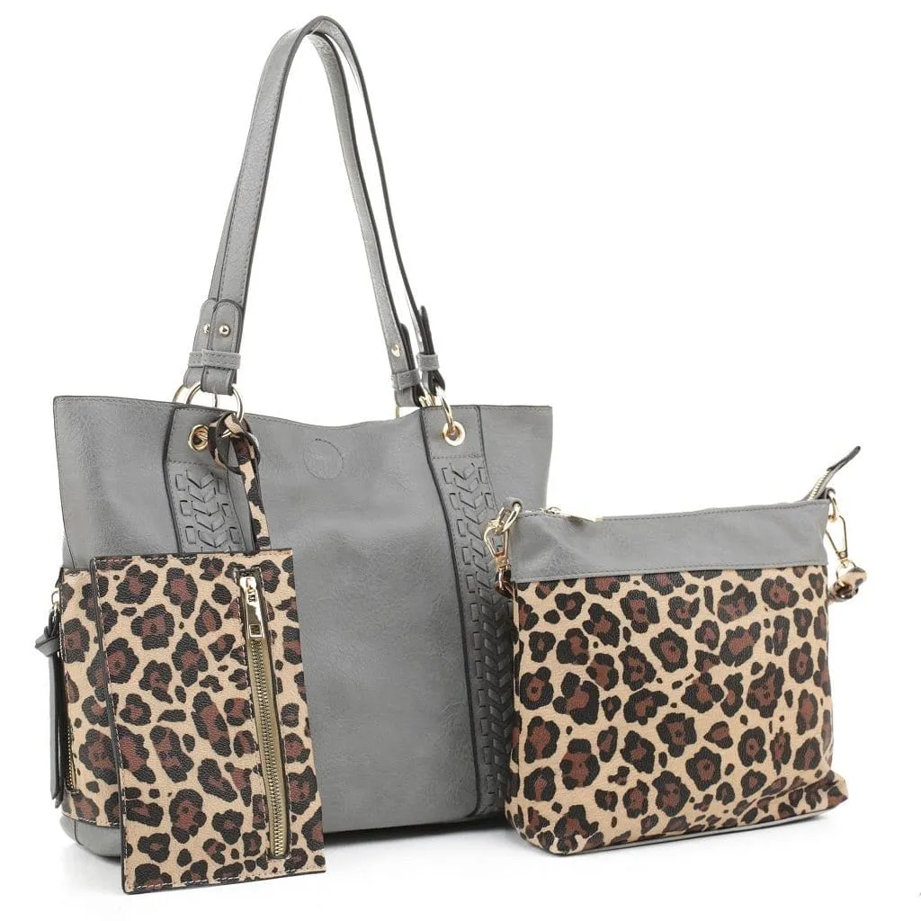 LF6414LT Cheetah Print 3-in-1 Shoulder Bag/Crossbody/Wallet