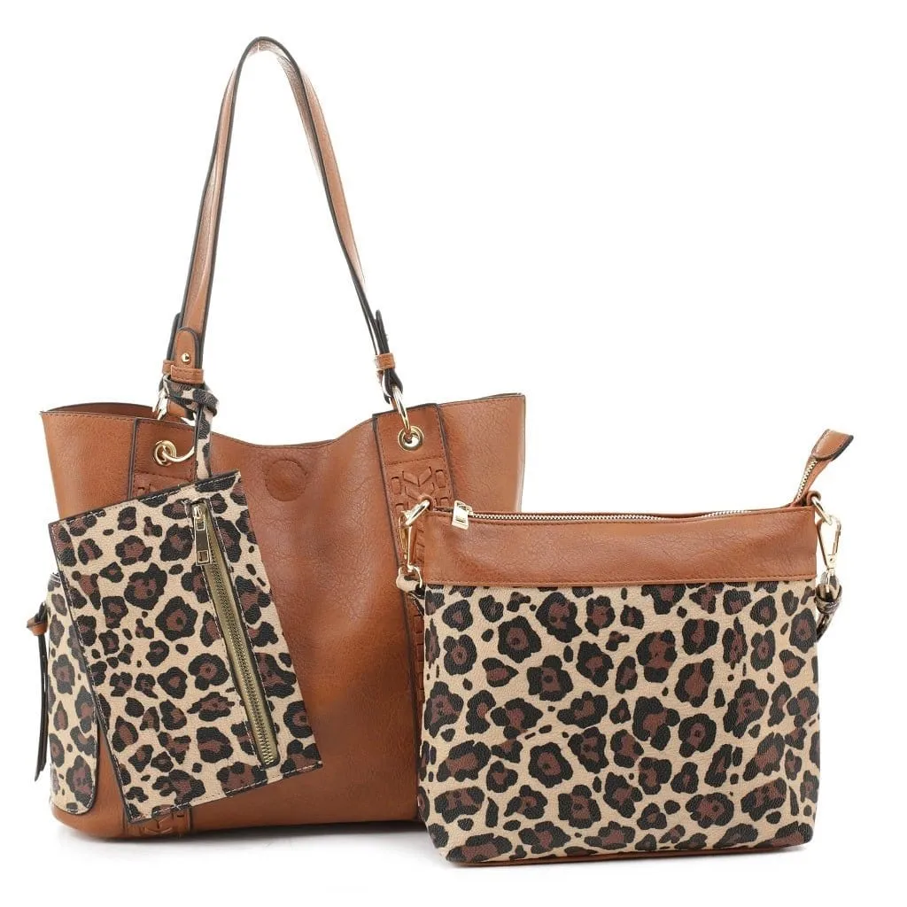 LF6414LT Cheetah Print 3-in-1 Shoulder Bag/Crossbody/Wallet