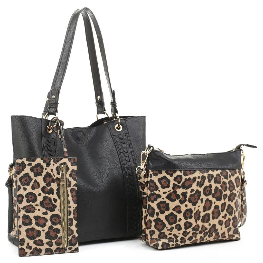 LF6414LT Cheetah Print 3-in-1 Shoulder Bag/Crossbody/Wallet