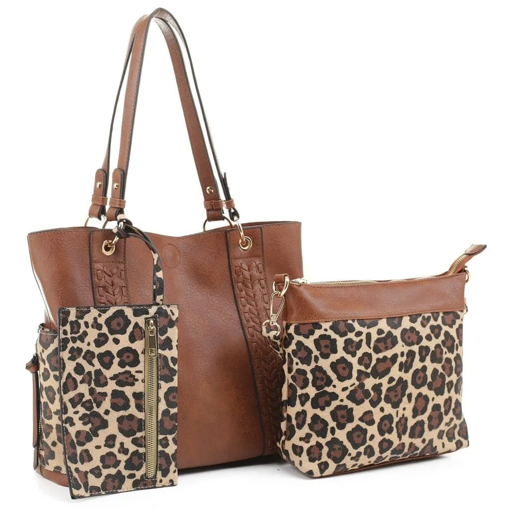 LF6414LT Cheetah Print 3-in-1 Shoulder Bag/Crossbody/Wallet