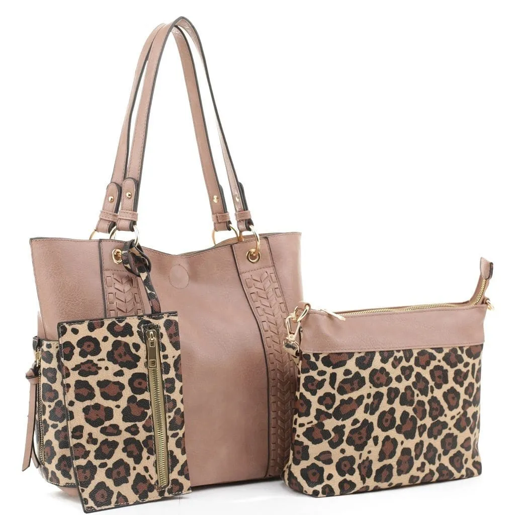 LF6414LT Cheetah Print 3-in-1 Shoulder Bag/Crossbody/Wallet