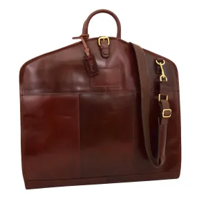 Luxury Leather Slimline Garment Carrier Keswich Brandy