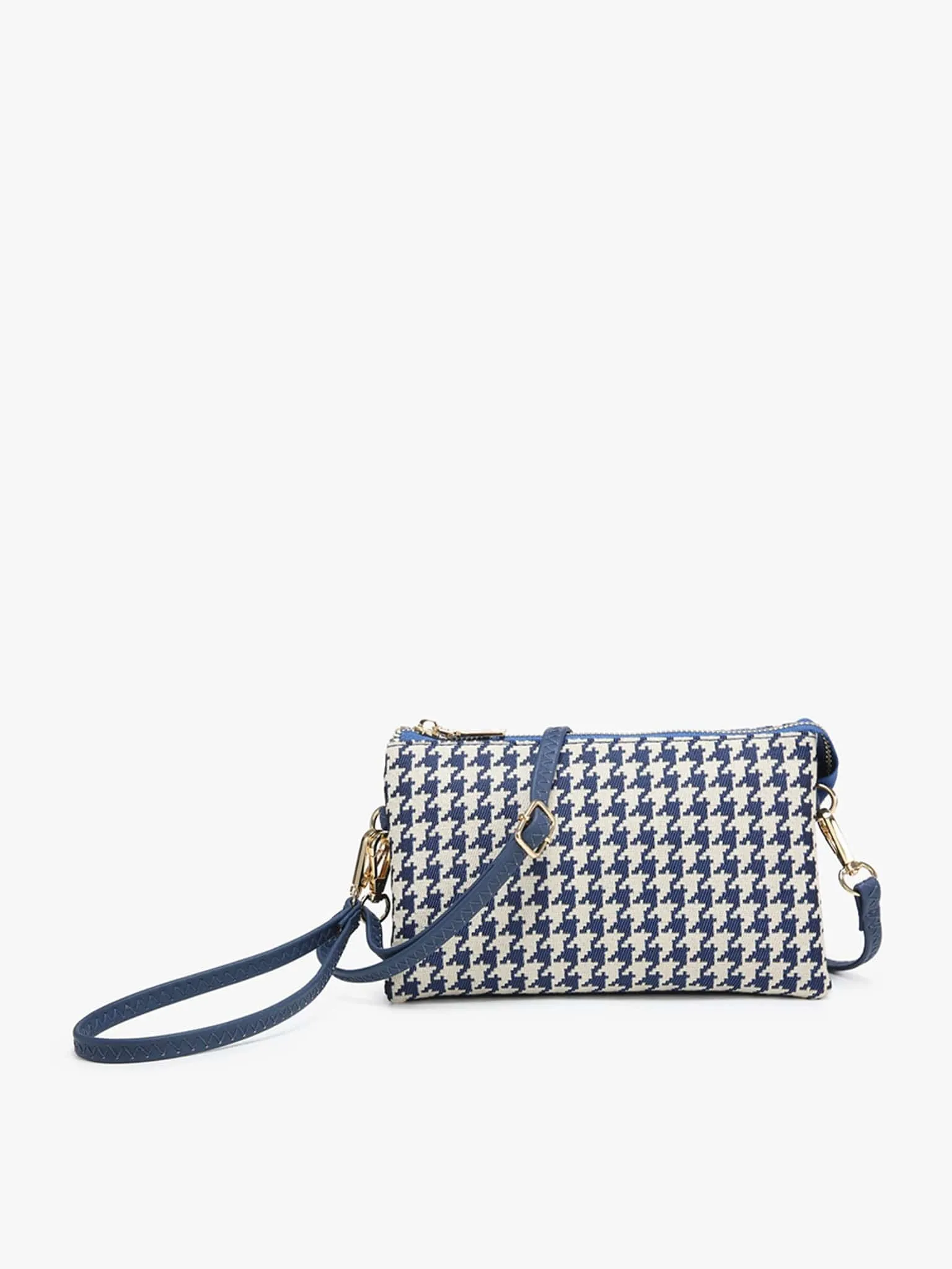 M013HDST Houndstooth 3 Compartment Crossbody