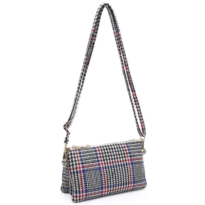 M013HDST Houndstooth 3 Compartment Crossbody