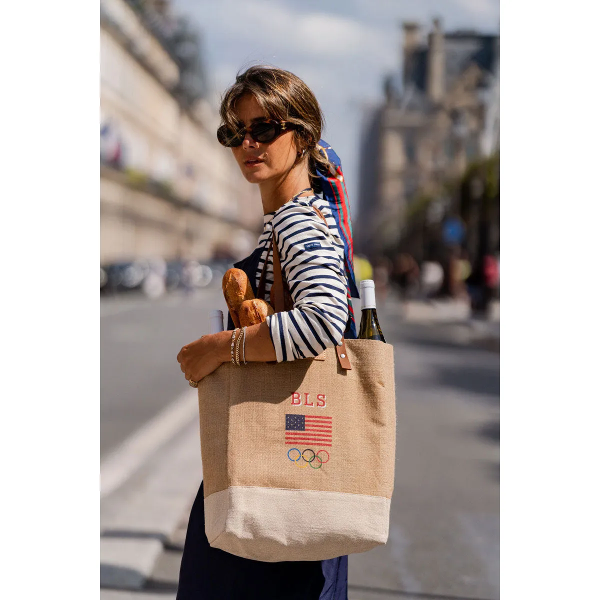 Market Tote in Natural for Team USA "Red, White, and Blue"