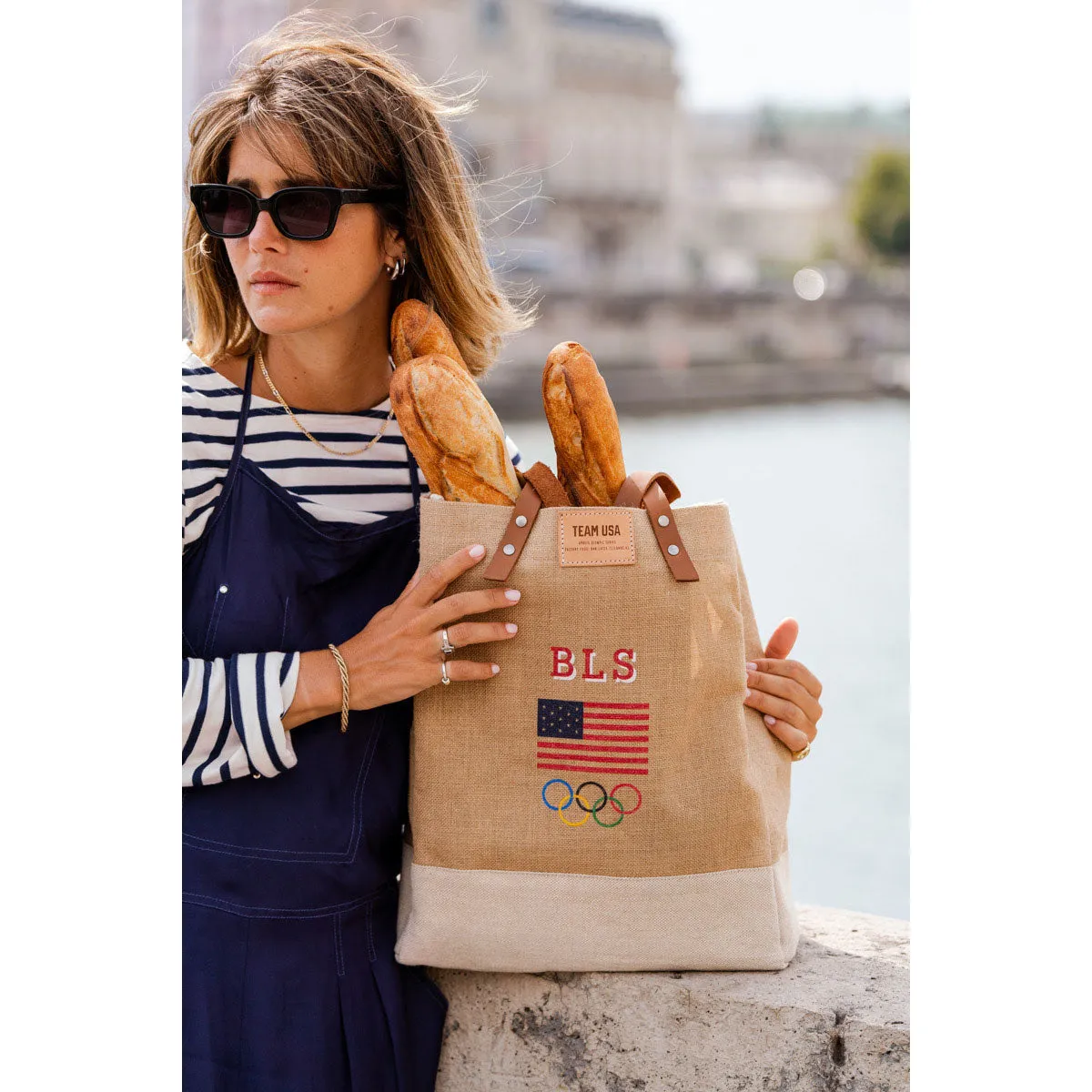 Market Tote in Natural for Team USA "Red, White, and Blue"