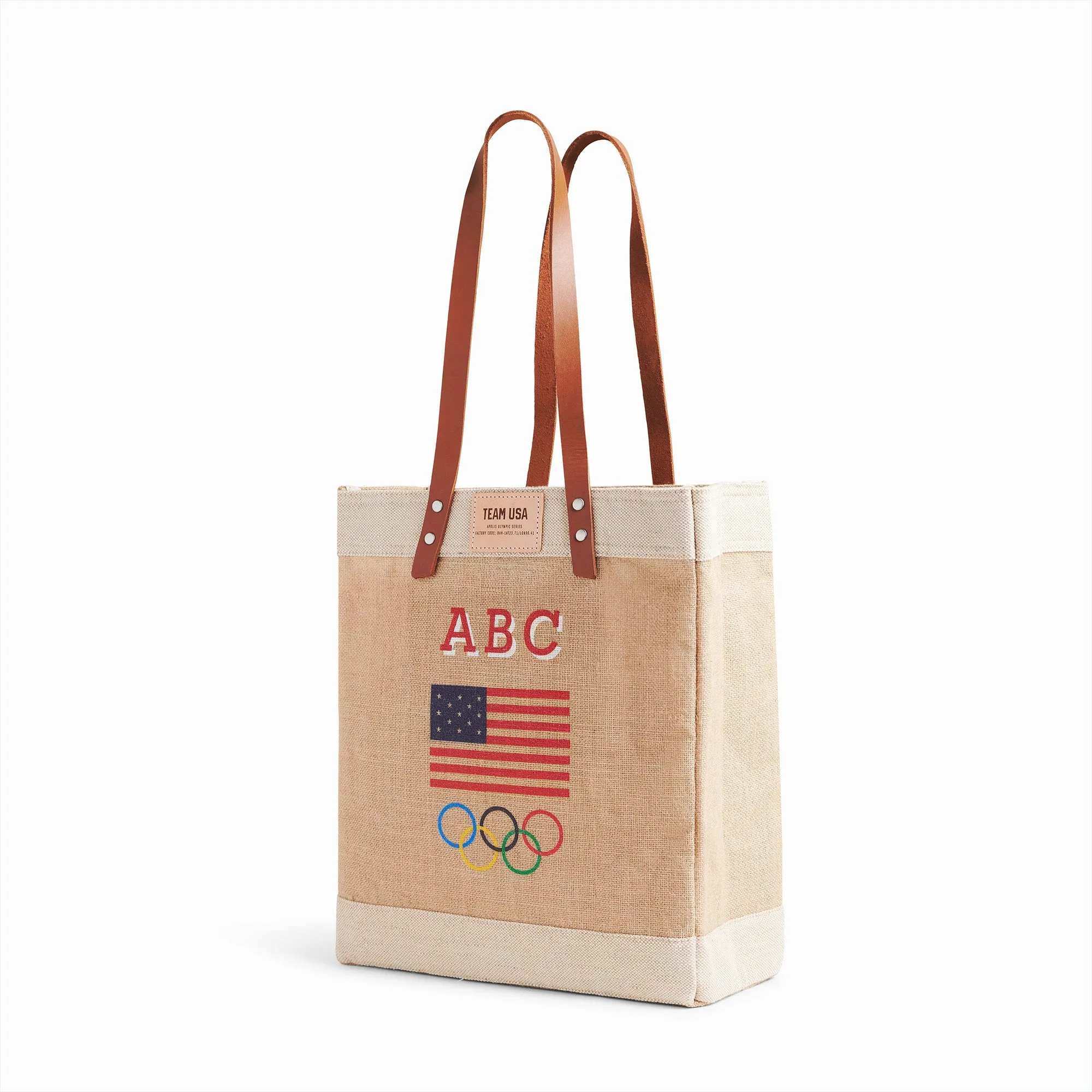 Market Tote in Natural for Team USA "Red, White, and Blue"