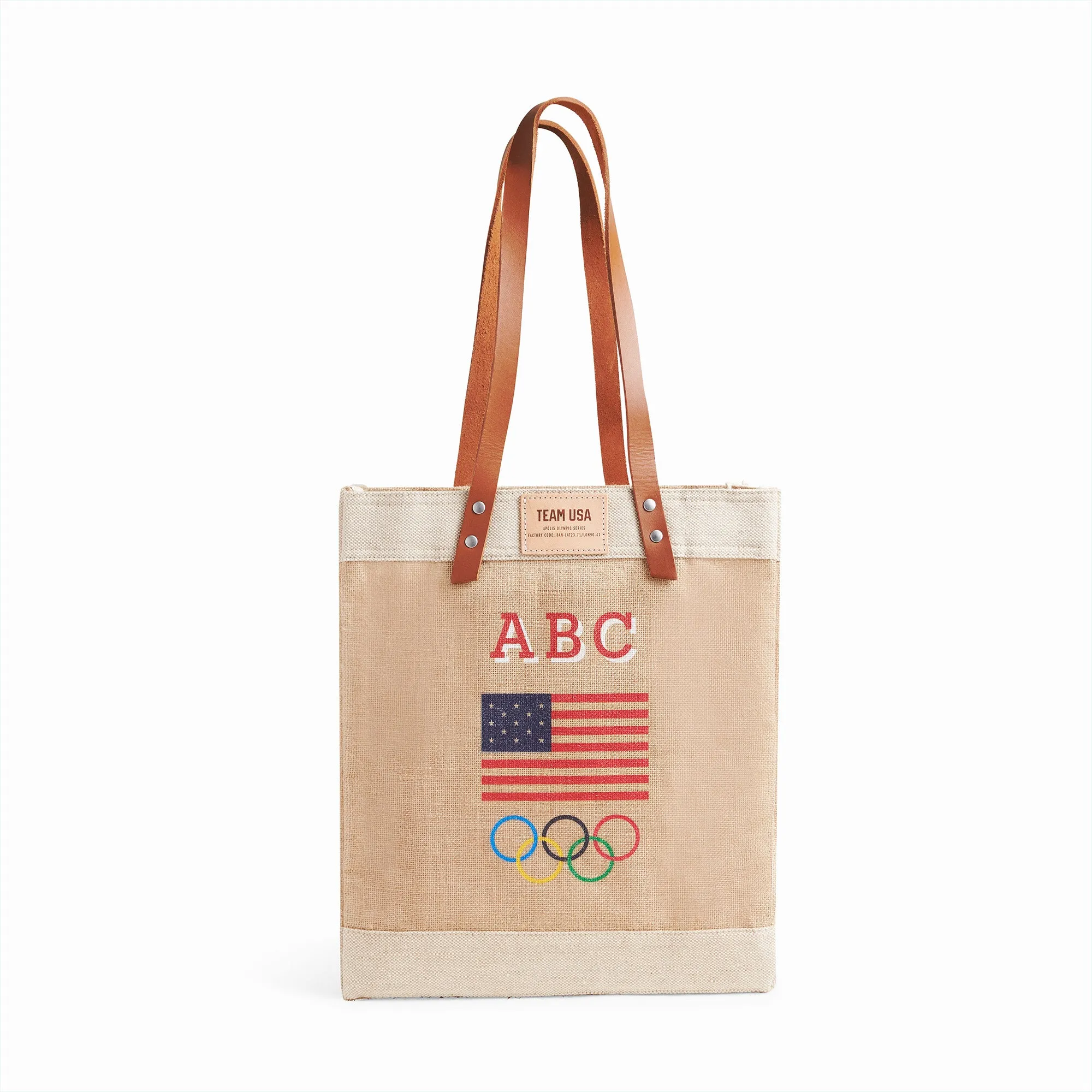 Market Tote in Natural for Team USA "Red, White, and Blue"