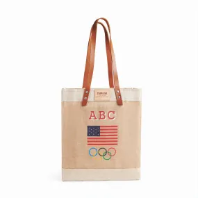 Market Tote in Natural for Team USA "Red, White, and Blue"