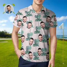 Men's Custom Face Shirt Personalised Golf Shirts For Him Coconut Palm