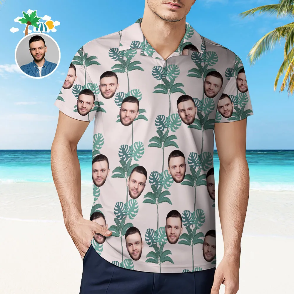 Men's Custom Face Shirt Personalised Golf Shirts For Him Coconut Palm