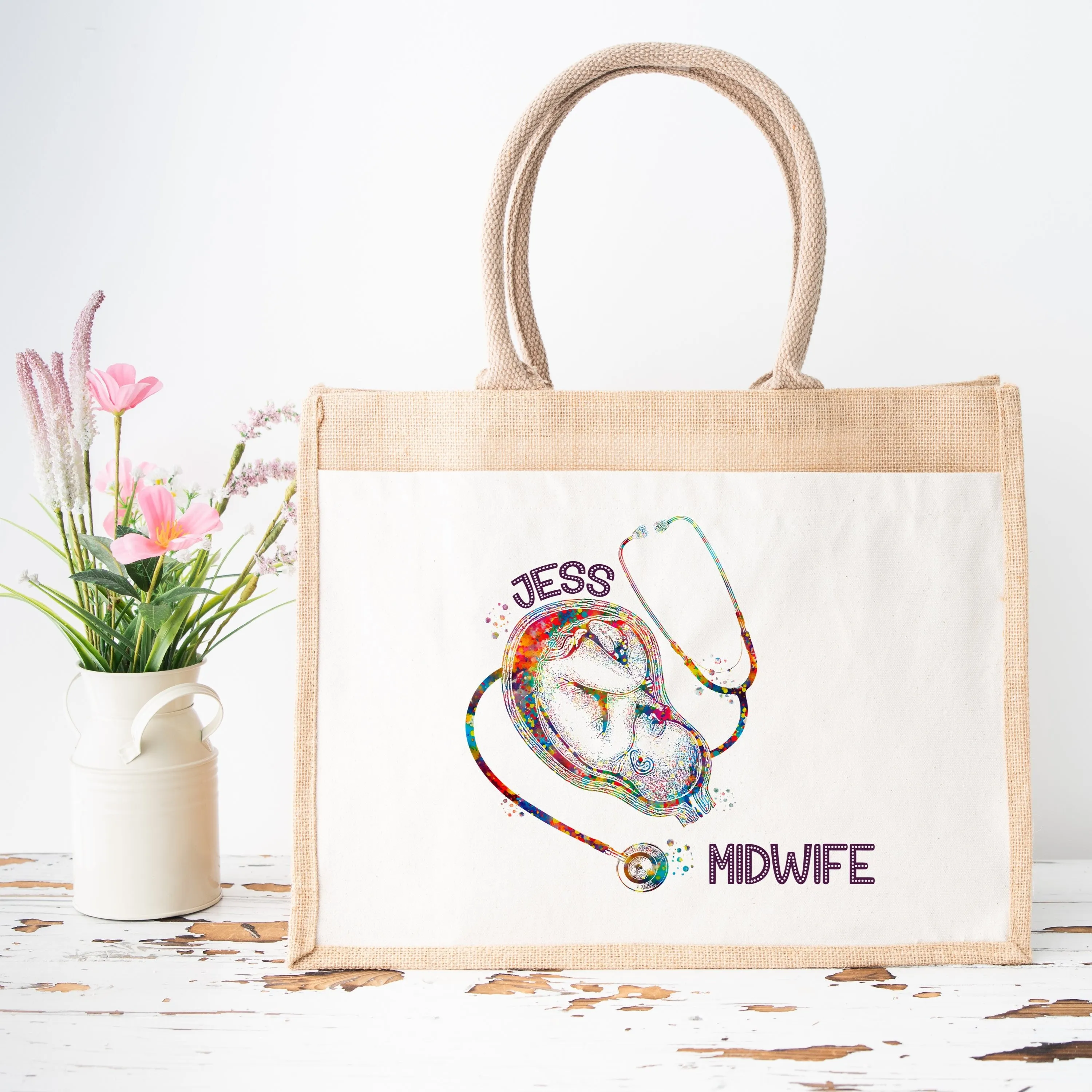 Midwife Foetus Jute Bag