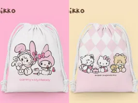 Mikko illustration Drawstring Pockets | Kitten Mousse Bear Latte Hello Kitty My Melody - 3 Size Tidy up Bag Kawaii Style