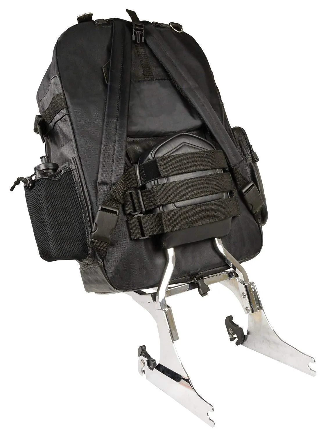 Milwaukee Leather SH540 Medium Black Size Leather and Textile Motorcycle Sissy Bar Back Pack Bag