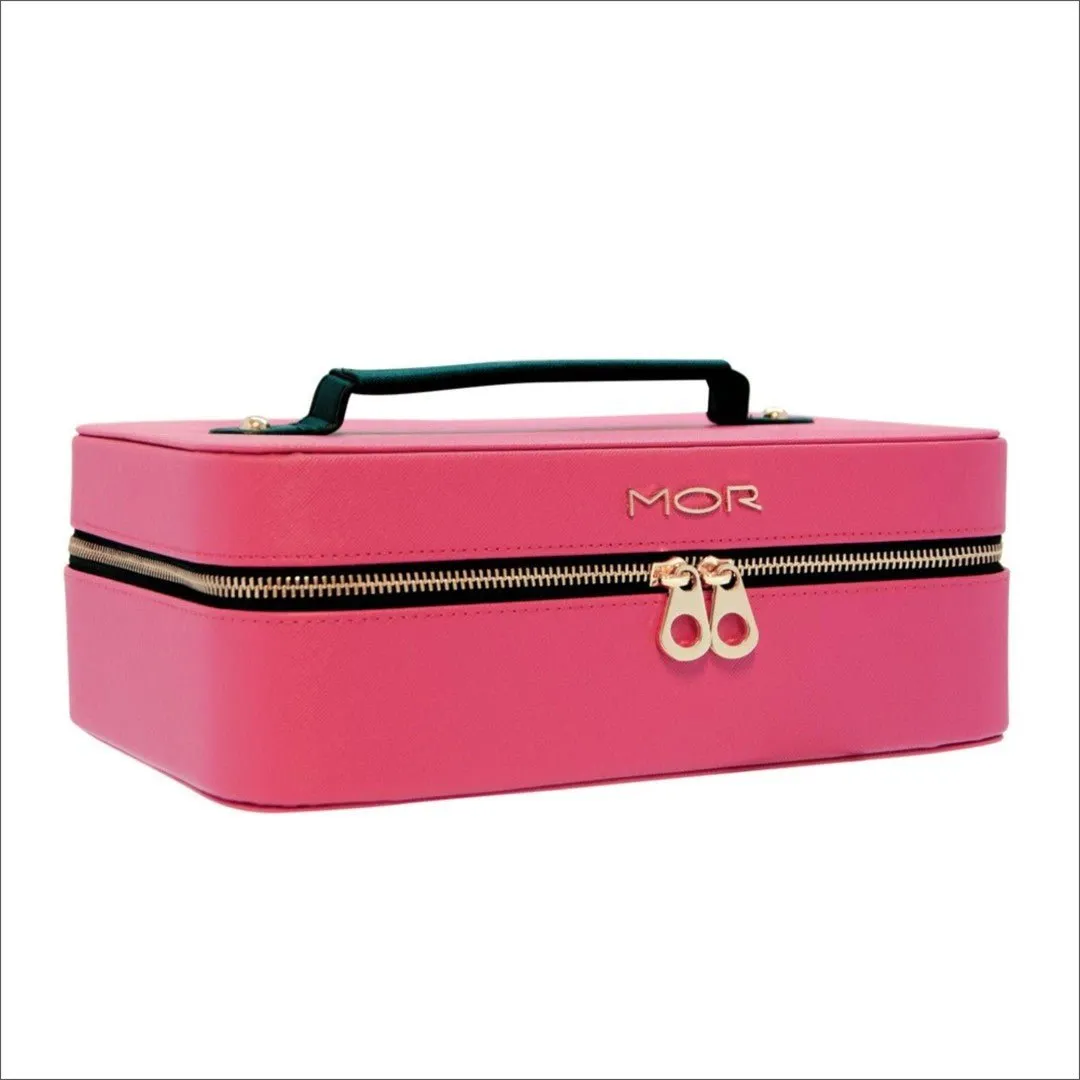 Mor Train Case Pink & Black Cosmetic Bag