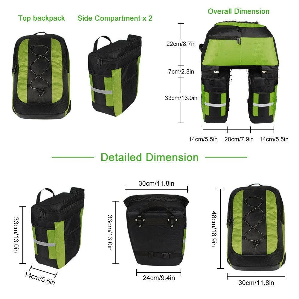 Multifunction 70L Bike Trunk Bag Bicycle Luggage Carrier Bag Cycling Bicycle Rack Rear Seat Bag Pannier